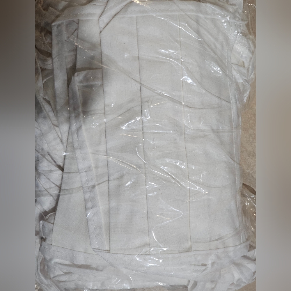 White Fabric Pleated Face Masks With Fabric Tie Backs-Washable